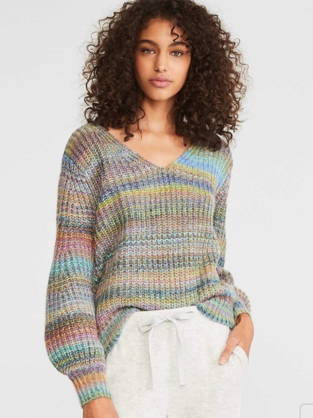 Lou & Grey For Loft Rainbow Pastel Sweater Small
